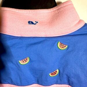 Women's Vineyard Vines pink quarter zip sweatshirt with watermelons - sz Lg